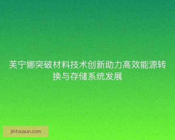 芙宁娜突破材料技术创新助力高效能源转换与存储系统发展