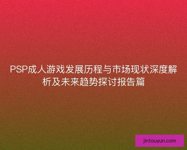 PSP成人游戏发展历程与市场现状深度解析及未来趋势探讨报告篇